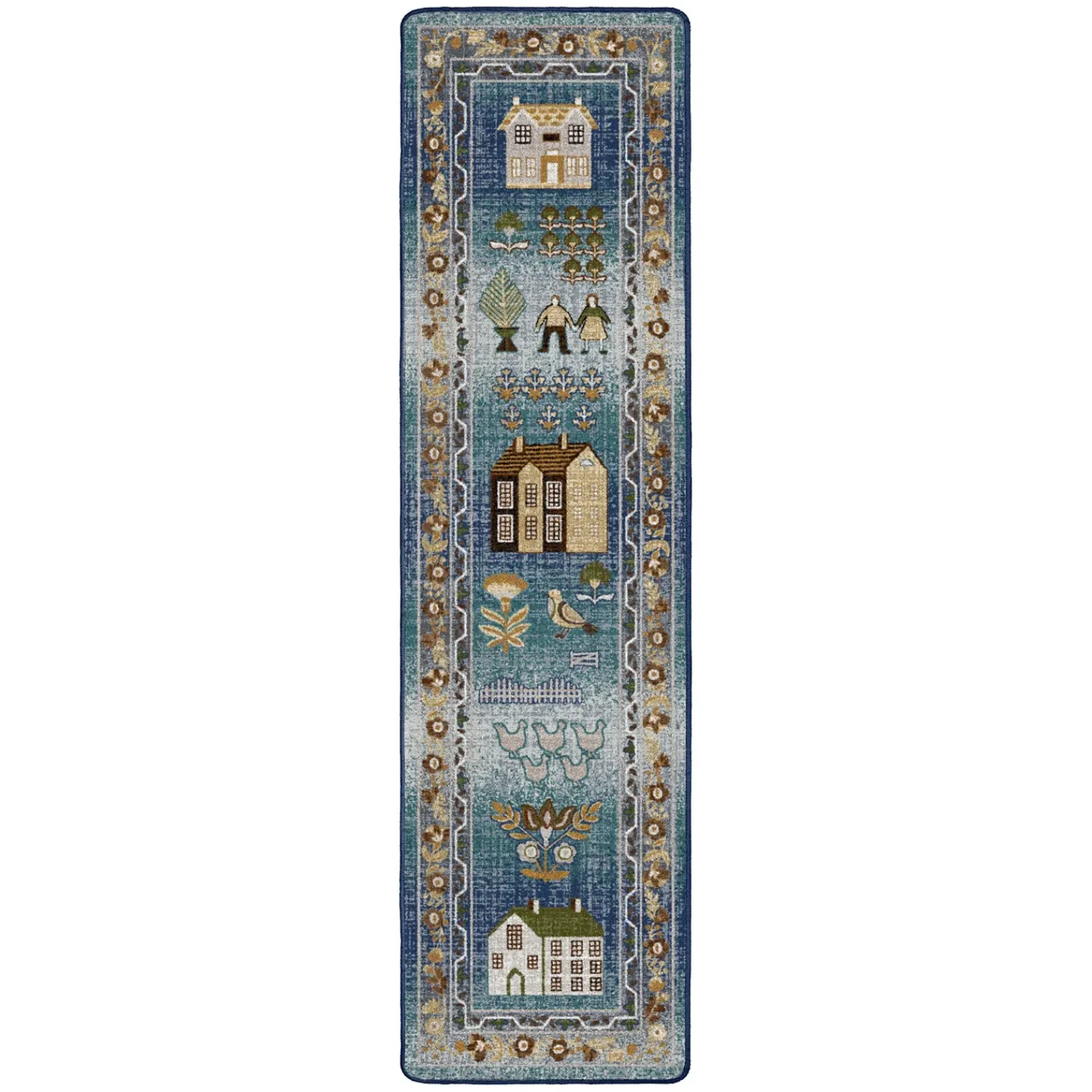 Plow & Hearth Runners>Grafton EnduraStran Folk Art Rug, 2'1" x 7'8" Runner