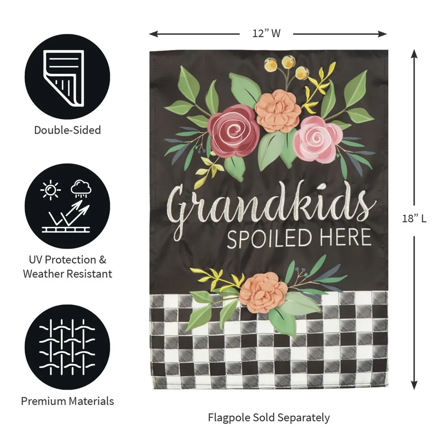 Plow & Hearth Garden Flags>Grandkids Spoiled Here Applique Garden Flag