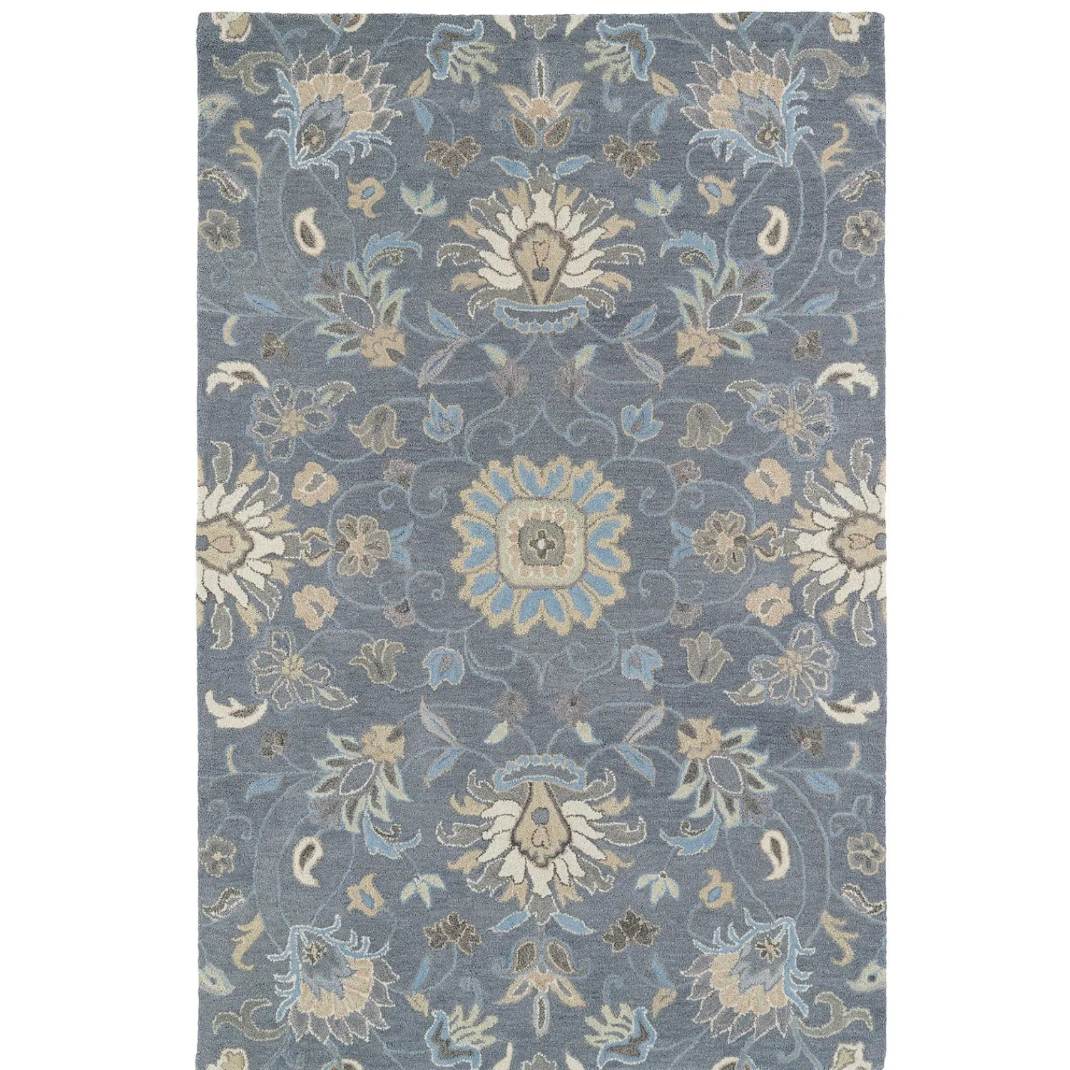 Plow & Hearth Area Rugs>Meadow Floral Vine Wool Rug, 8' x 10' Graphite