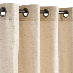 Plow & Hearth Shades & Umbrellas|Outdoor Curtains>Grasscloth Outdoor Curtain Panel with Grommet Top, 54"W x 84"L