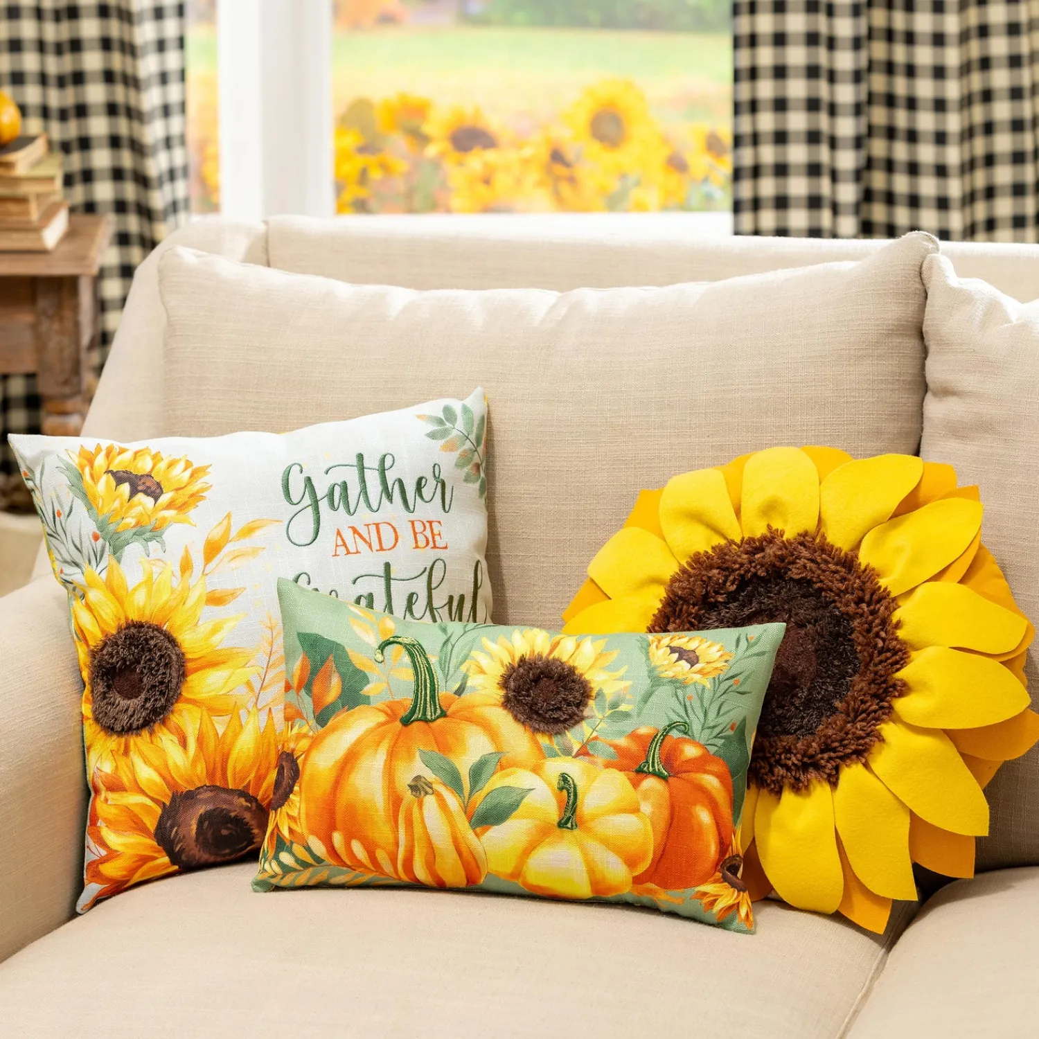 Plow & Hearth Decorative Pillows>Grateful Gatherings Lumbar Pillow, 16" x 10"