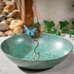 Plow & Hearth Wind Chimes & Mobiles>Green Verdigris Rain Chain Basin