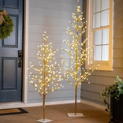 Plow & Hearth Lighted Trees & Garlands>6'H Indoor/Outdoor Gold Metallic Tree with 240 Warm White Lights