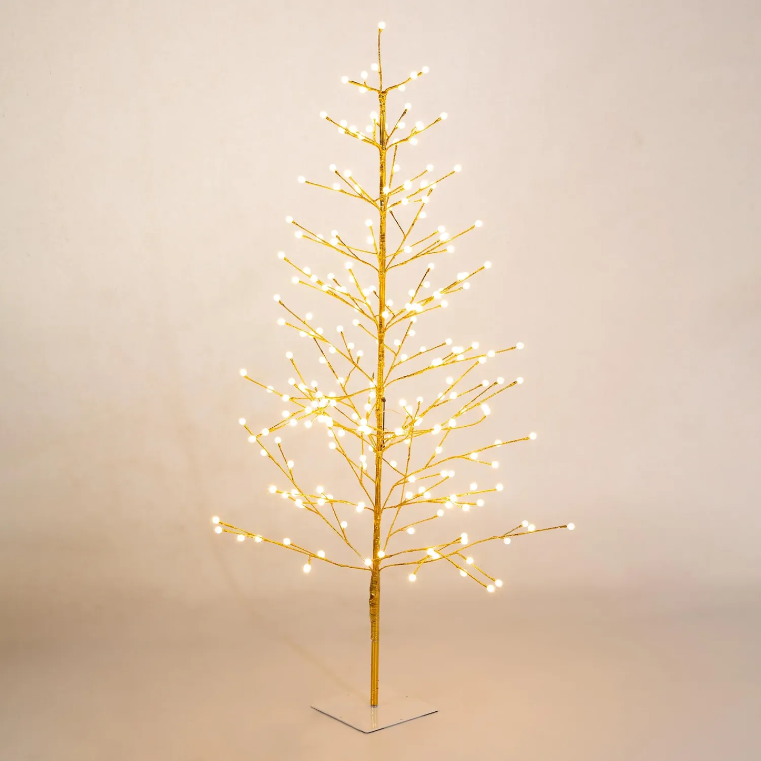 Plow & Hearth Lighted Trees & Garlands>6'H Indoor/Outdoor Gold Metallic Tree with 240 Warm White Lights