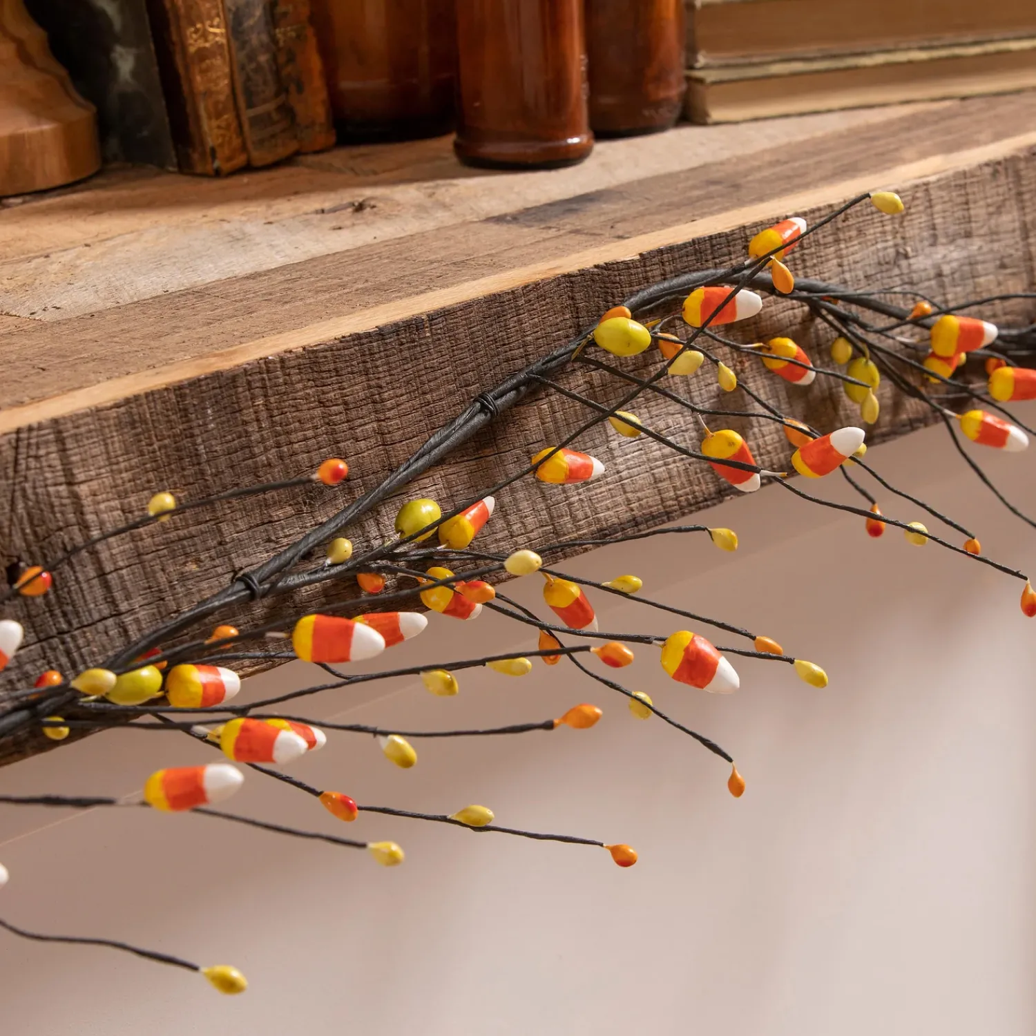 Plow & Hearth Lighted Trees & Garlands>Halloween Candy Corn Artificial Garland