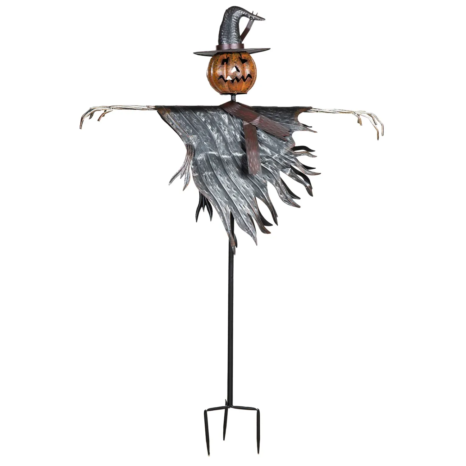 Plow & Hearth Garden Statues|Garden Stakes>Halloween Solar Scarecrow Jack O' Lantern Metal Ground Stake