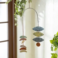 Plow & Hearth Wind Chimes & Mobiles|Decorative Accents>Hammered Metal Hanging Décor, 20"H