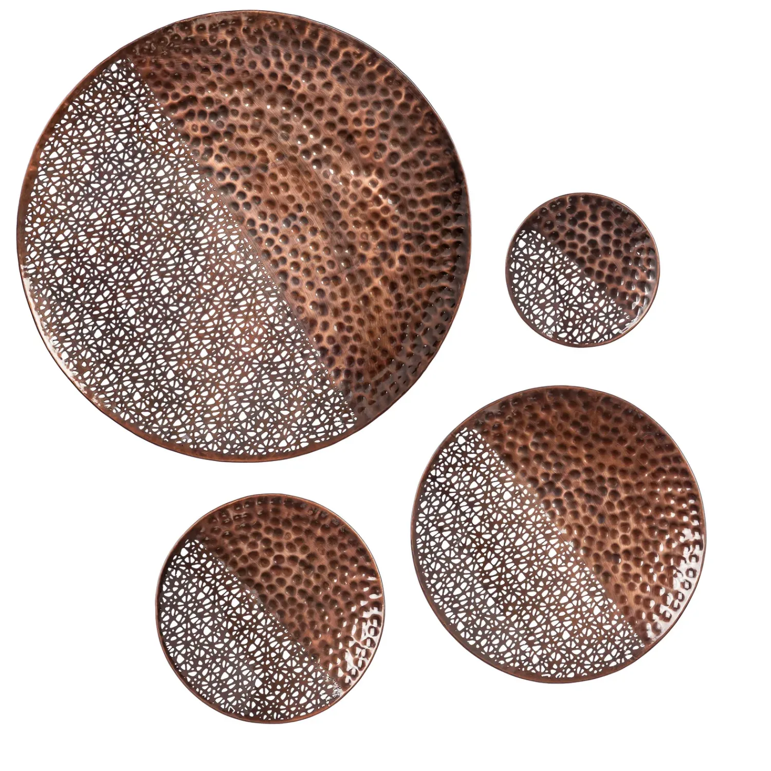 Plow & Hearth Wall Art>Hammered Metal Wall Decor, Round, Set of 4