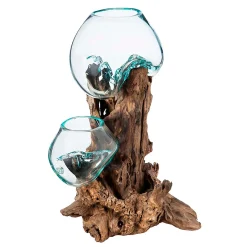 Plow & Hearth Planters & Vases>Hand Crafted Double Glass Planter on Driftwood