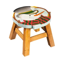 Plow & Hearth Chairs & Rockers|Rockers & Gliders>Hand-Carved Wood Snowman Footstool