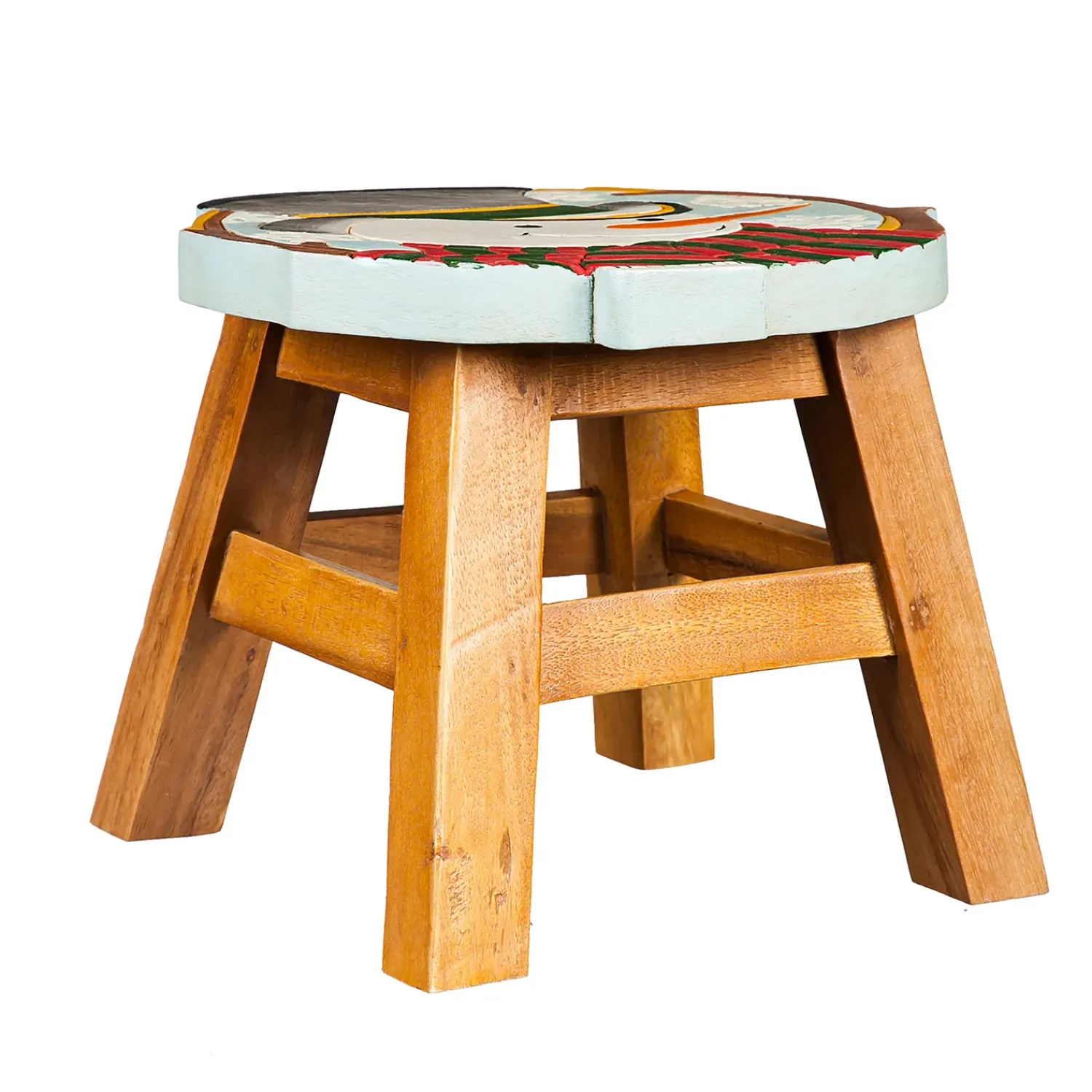 Plow & Hearth Chairs & Rockers|Rockers & Gliders>Hand-Carved Wood Snowman Footstool