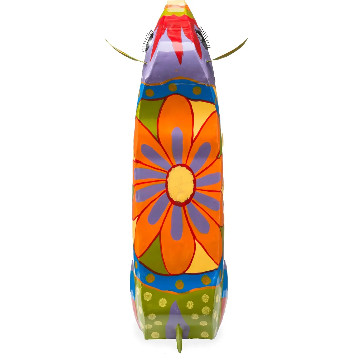 Plow & Hearth Accent Tables|Outdoor Side Tables>Handmade Colorful Painted Folk Art Cow Metal Side Table