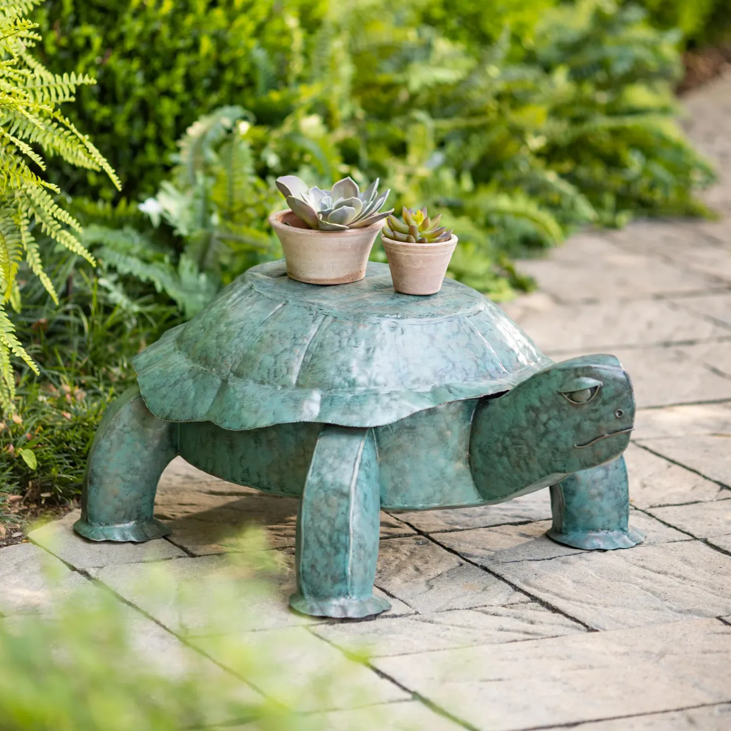 Plow & Hearth Outdoor Side Tables>Handmade Colorful Painted Turtle Metal Side Table