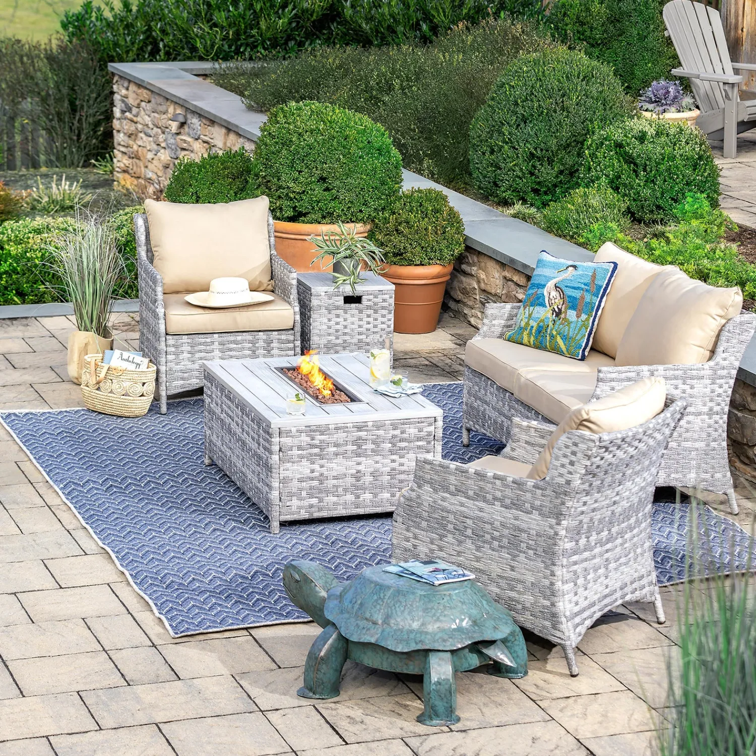 Plow & Hearth Outdoor Side Tables>Handmade Colorful Painted Turtle Metal Side Table
