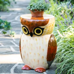 Plow & Hearth Accent Tables|Outdoor Side Tables>Handmade Owl Metal Side Table
