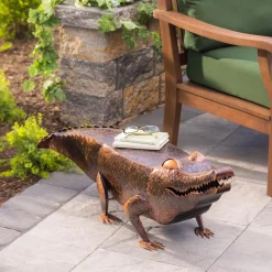 Plow & Hearth Accent Tables|Outdoor Side Tables>Handmade Painted Metal Alligator Side Table
