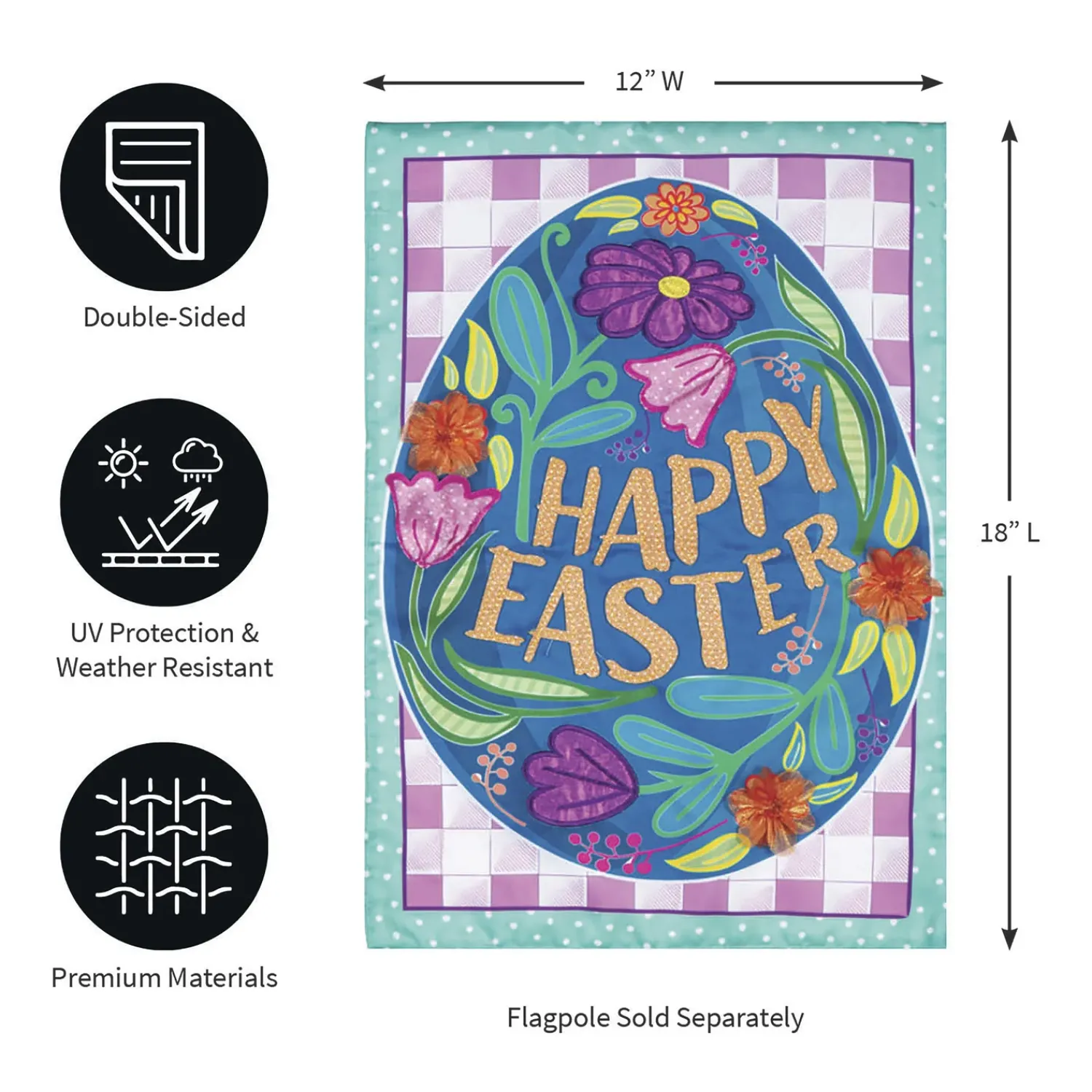 Plow & Hearth Garden Flags>Happy Easter Applique Garden Flag