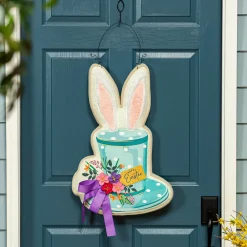 Plow & Hearth Fabric Door Hangers>Happy Easter Floral Hat Estate Door Décor