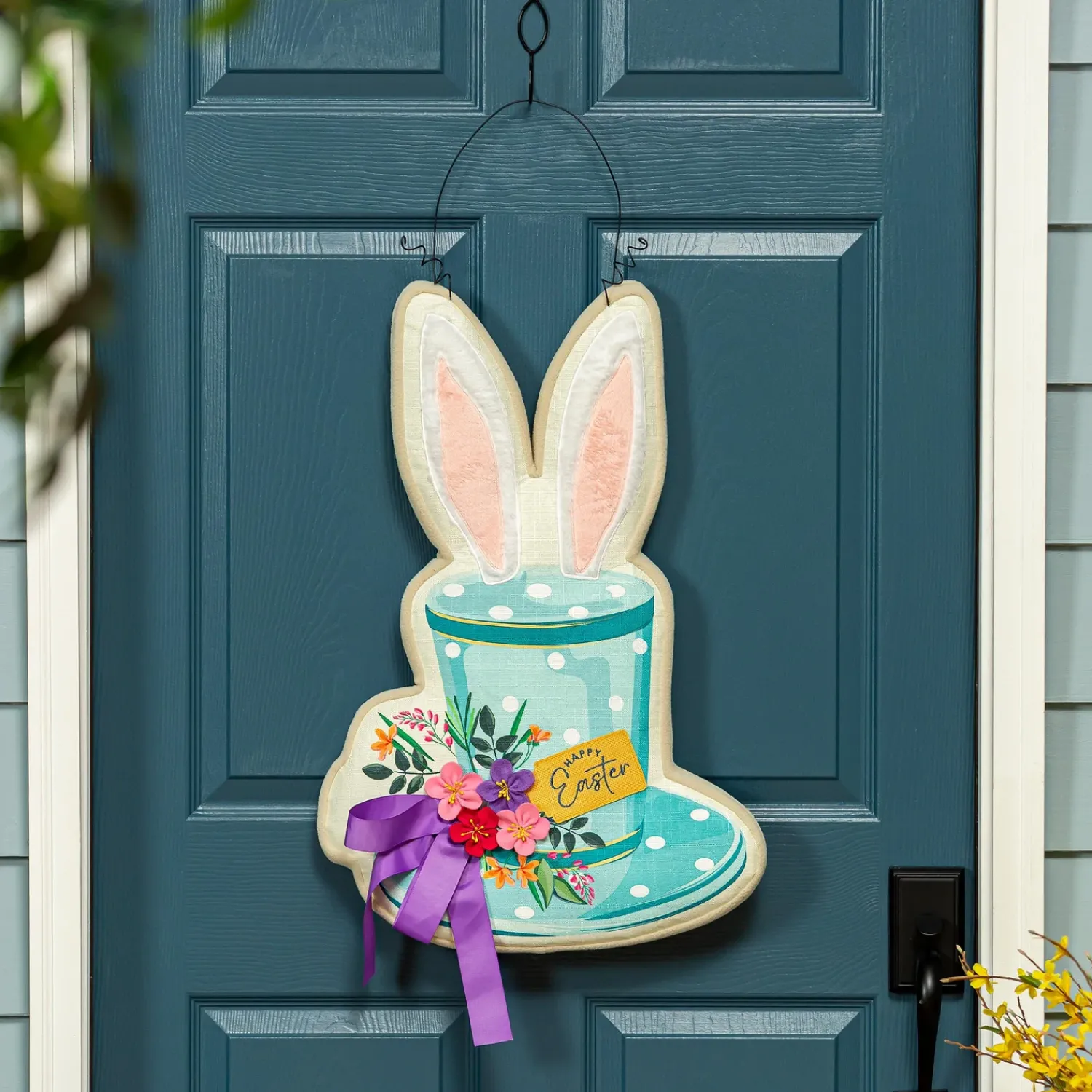 Plow & Hearth Fabric Door Hangers>Happy Easter Floral Hat Estate Door Décor