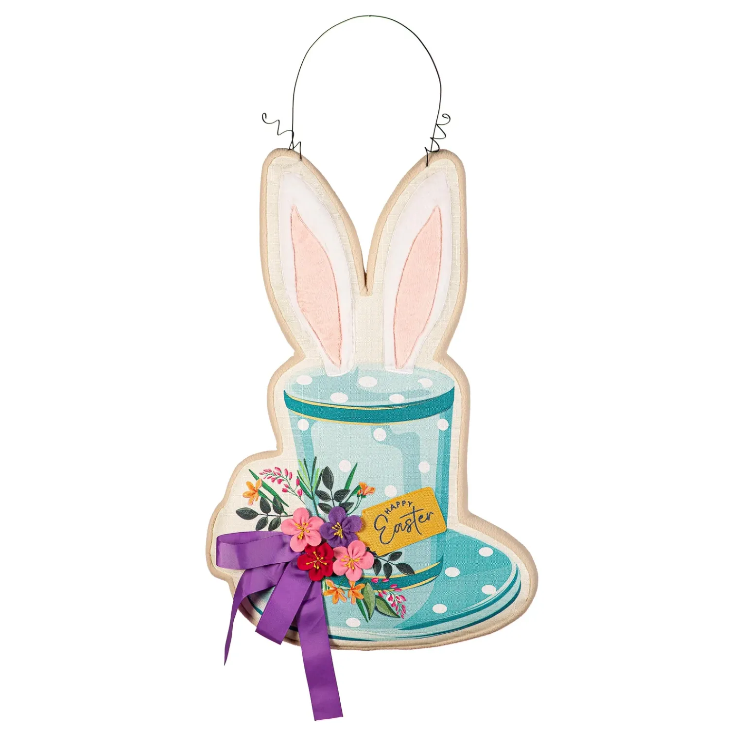 Plow & Hearth Fabric Door Hangers>Happy Easter Floral Hat Estate Door Décor