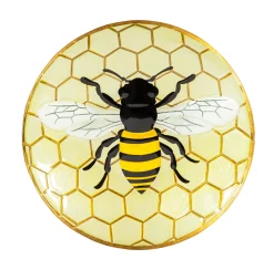 Plow & Hearth Birdbaths>Happy Honey Bee Glass Birdbath Basin