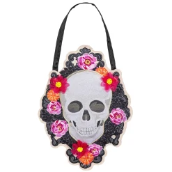 Plow & Hearth Fabric Door Hangers>Happy Skull Floral Door Décor