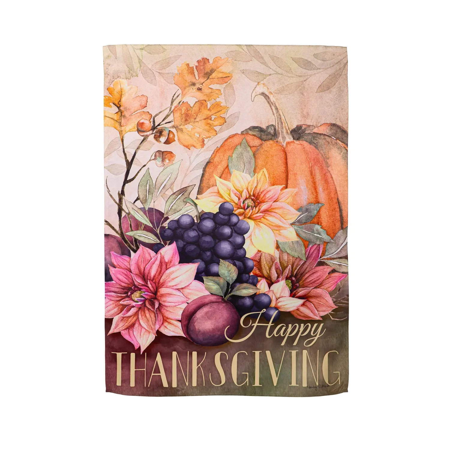 Plow & Hearth House & Estate Flags>Happy Thanksgiving Suede House Flag