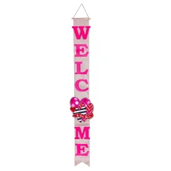 Plow & Hearth Fabric Door Hangers>Happy Valentine's Day Sweethearts/ Happy Easter Bunny with Carrot Double Sided Door Banner