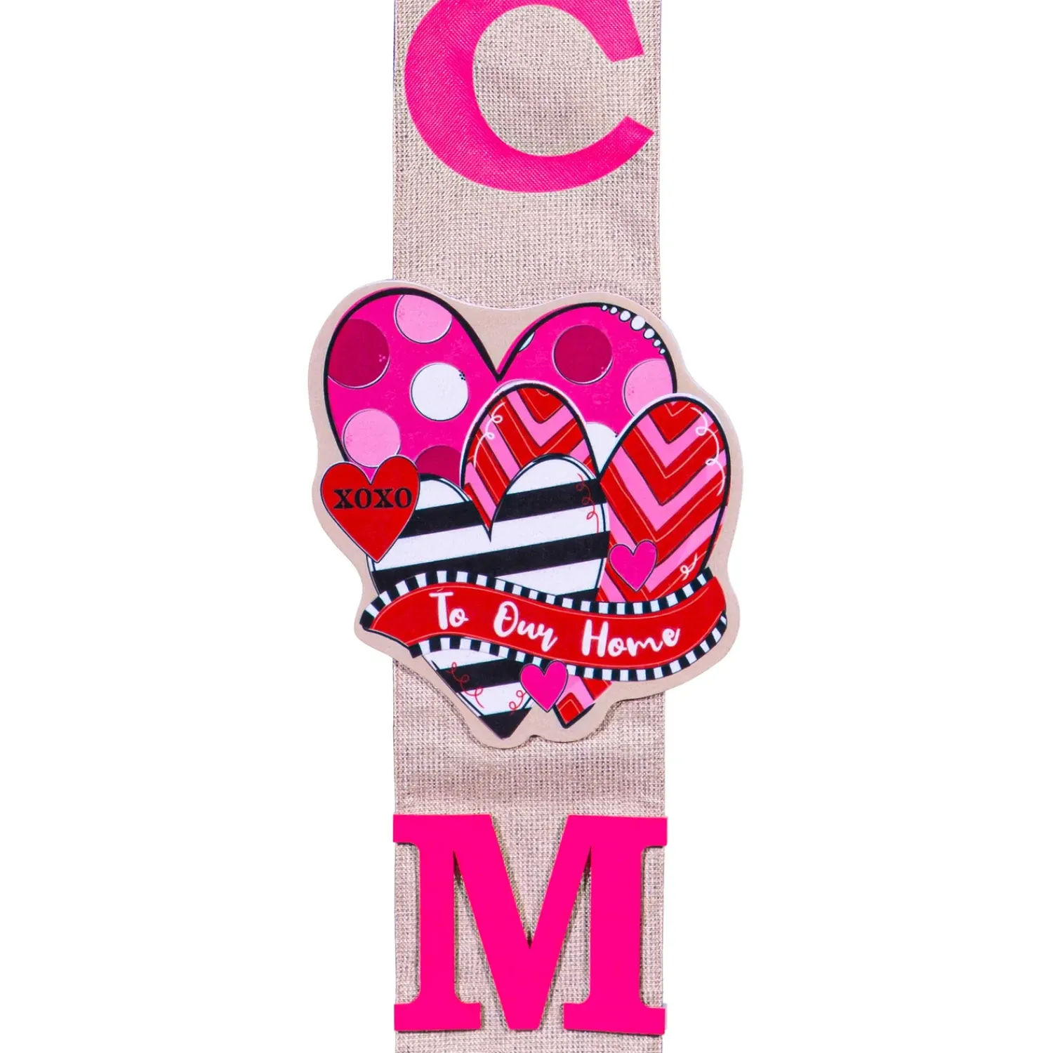 Plow & Hearth Fabric Door Hangers>Happy Valentine's Day Sweethearts/ Happy Easter Bunny with Carrot Double Sided Door Banner