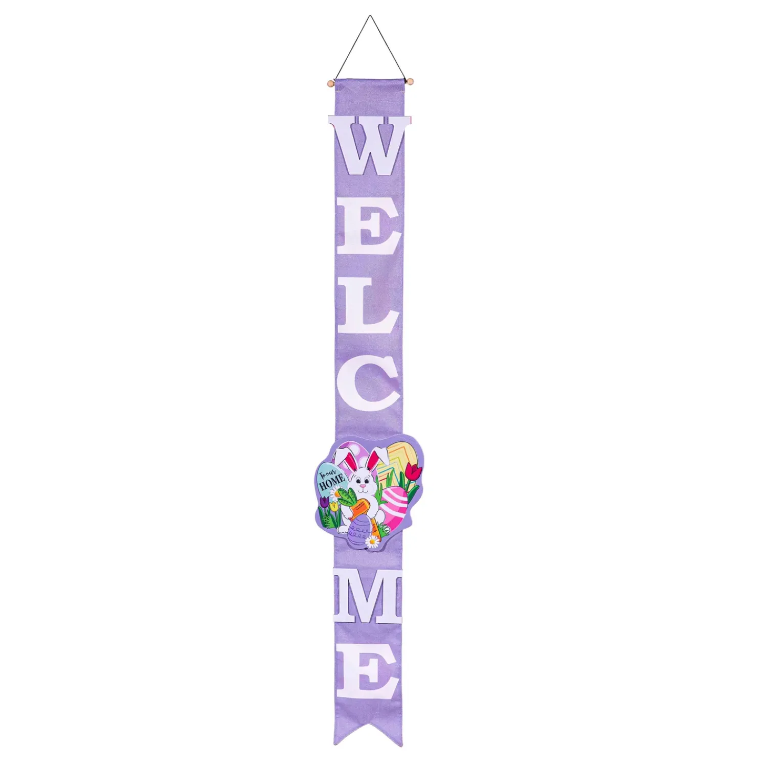 Plow & Hearth Fabric Door Hangers>Happy Valentine's Day Sweethearts/ Happy Easter Bunny with Carrot Double Sided Door Banner