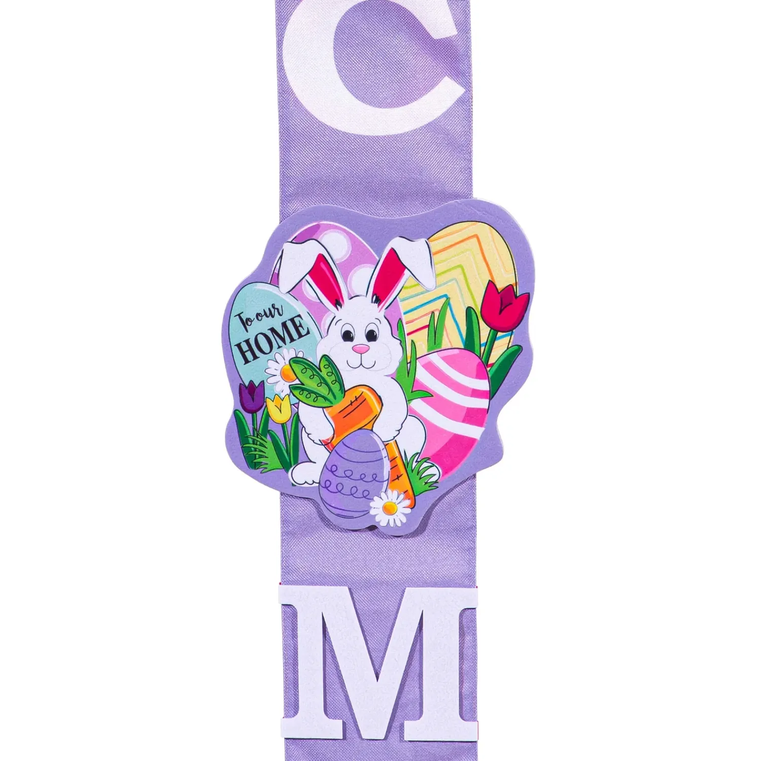Plow & Hearth Fabric Door Hangers>Happy Valentine's Day Sweethearts/ Happy Easter Bunny with Carrot Double Sided Door Banner