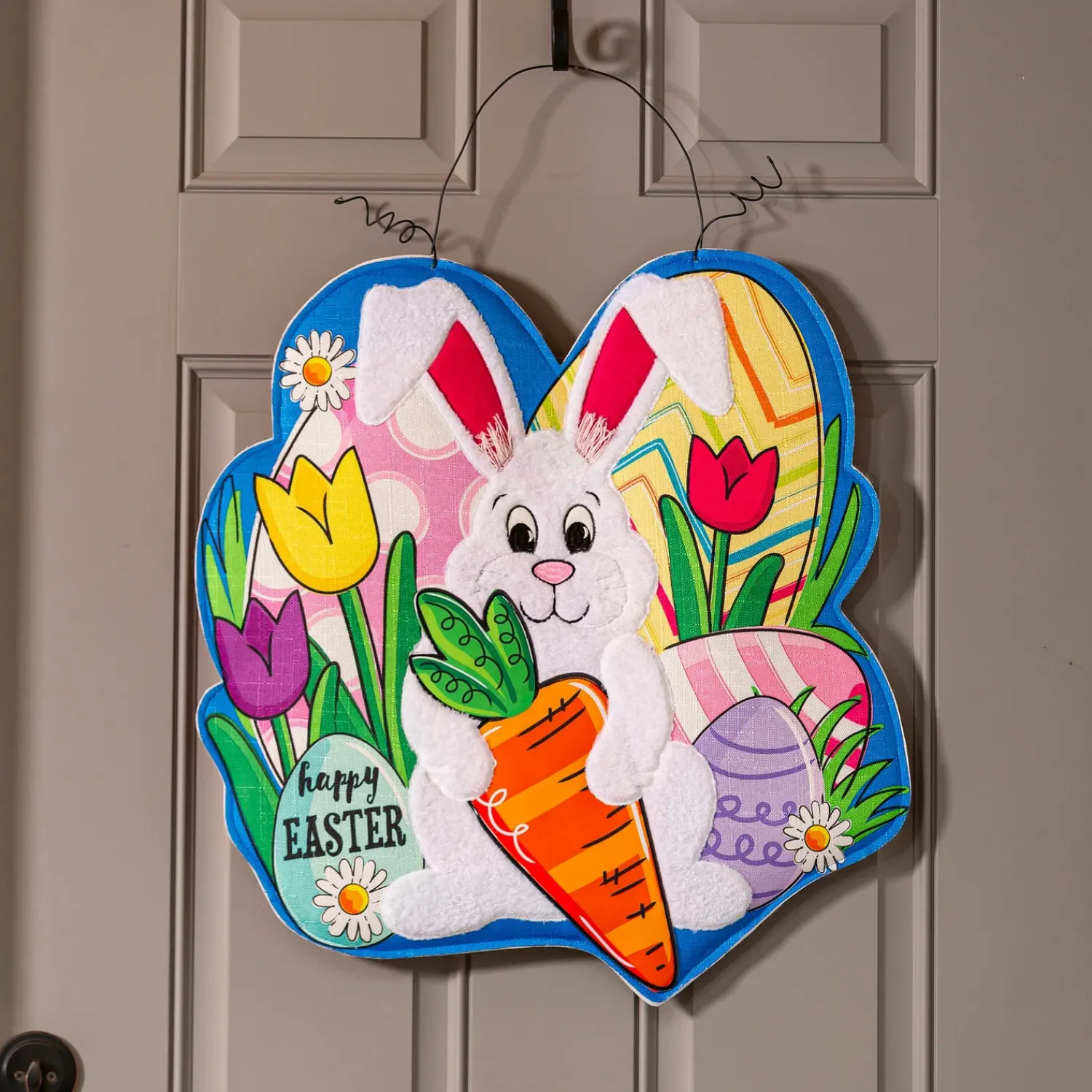 Plow & Hearth Fabric Door Hangers>Happy Valentine's Day Sweethearts/ Happy Easter Bunny Double Sided Estate Door Décor