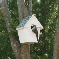 Plow & Hearth Birdhouses>Hardwood Hanging Cottage-Style Birdhouse with Verdigris Copper Roof