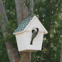 Plow & Hearth Birdhouses>Hardwood Hanging Cottage-Style Birdhouse with Verdigris Copper Roof