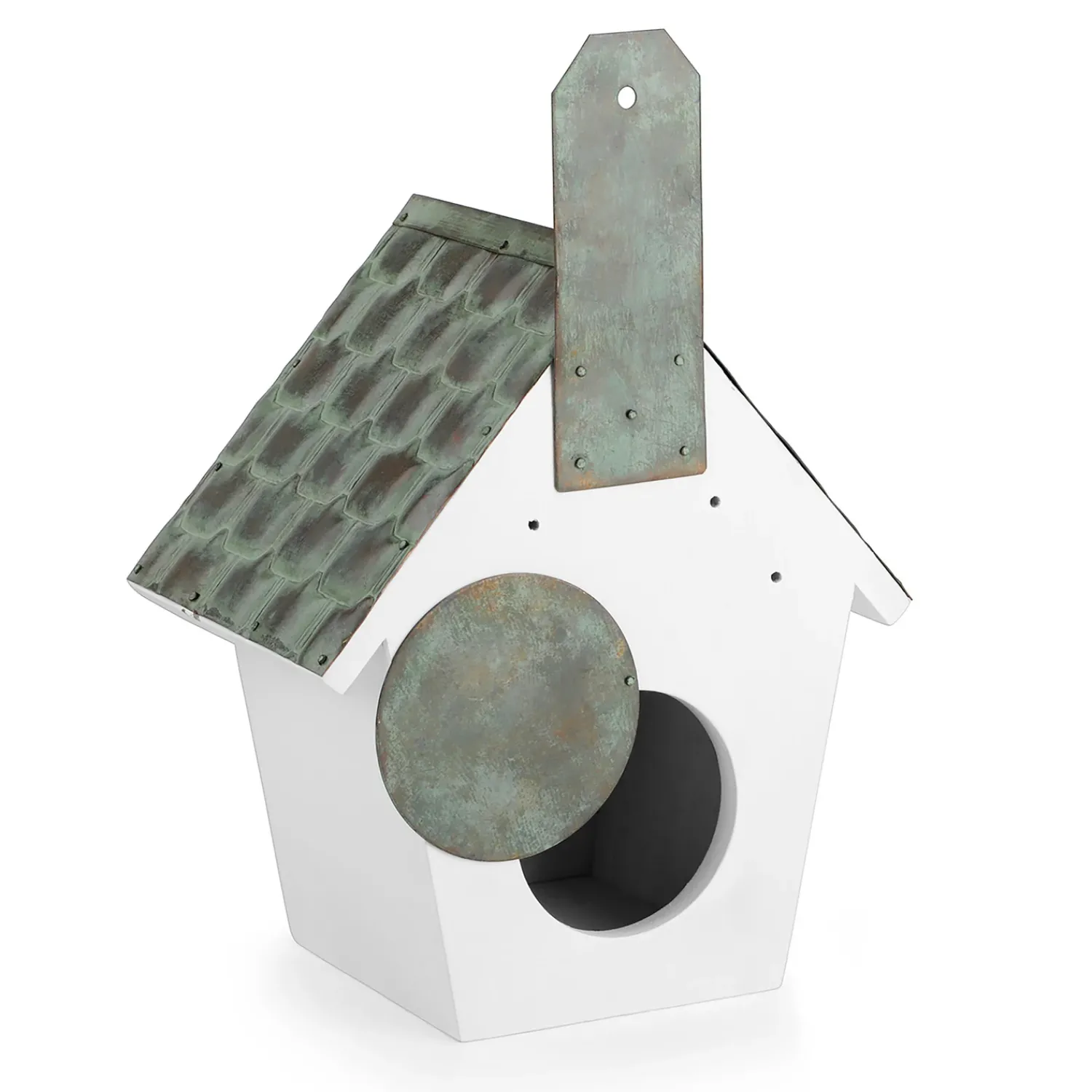 Plow & Hearth Birdhouses>Hardwood Hanging Cottage-Style Birdhouse with Verdigris Copper Roof