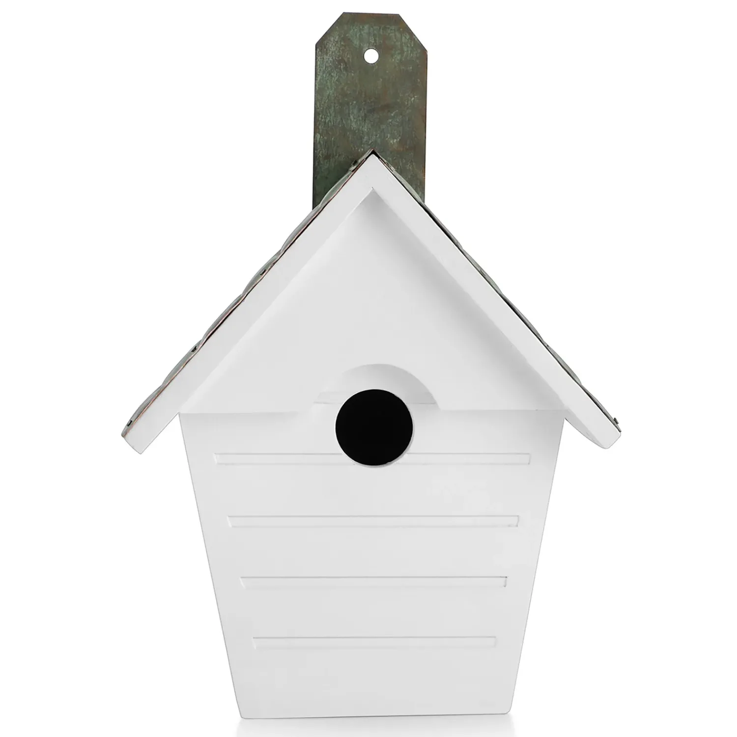 Plow & Hearth Birdhouses>Hardwood Hanging Cottage-Style Birdhouse with Verdigris Copper Roof