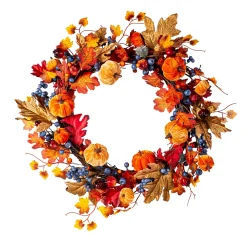 Plow & Hearth Wreaths>Harvest Pumpkin Wreath