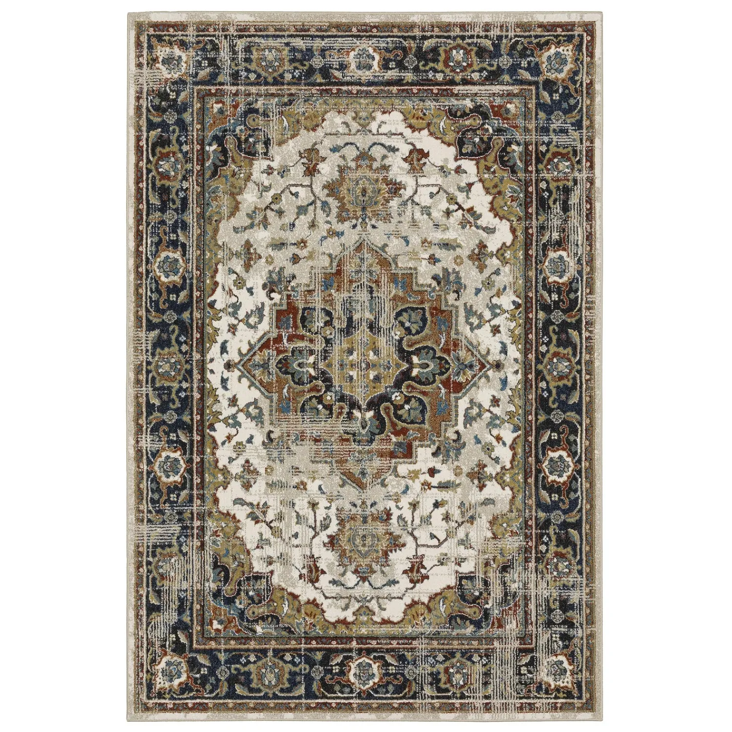 Plow & Hearth Area Rugs>Heartland Medallion Rug, 3'10" x 5'5" Beige