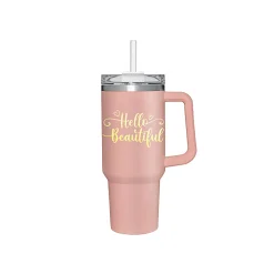 Plow & Hearth Travel Cups>Hello Beautiful Canyon Cup, Double Wall Stainless Steel w/ Straw, 40oz, Gift Box