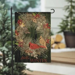 Plow & Hearth Garden Flags>Hello Winter Moire Garden Flag
