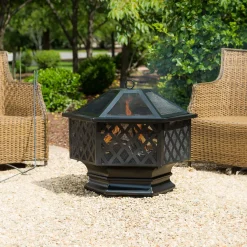 Plow & Hearth Fire Pits|Fire Pits>Hexagon Wood-Burning Fire Pit