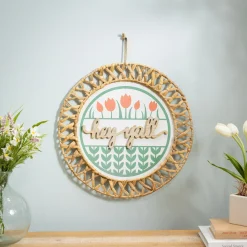 Plow & Hearth Wall Art>Hey Yall" Round Wall Décor, 18"