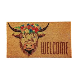 Plow & Hearth Coir Mats>Highland Cow Welcome Coir Mat