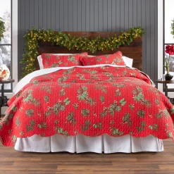 Plow & Hearth Quilts & Bedspreads>Holiday Peaceful Pine Quilted Bedding Set, Full/Queen Set
