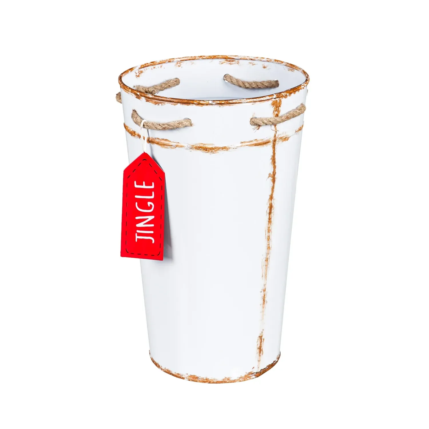 Plow & Hearth Planters & Plant Stands>Holiday Poinsettia Planter, French Bucket with Holiday Tag, Set of 3