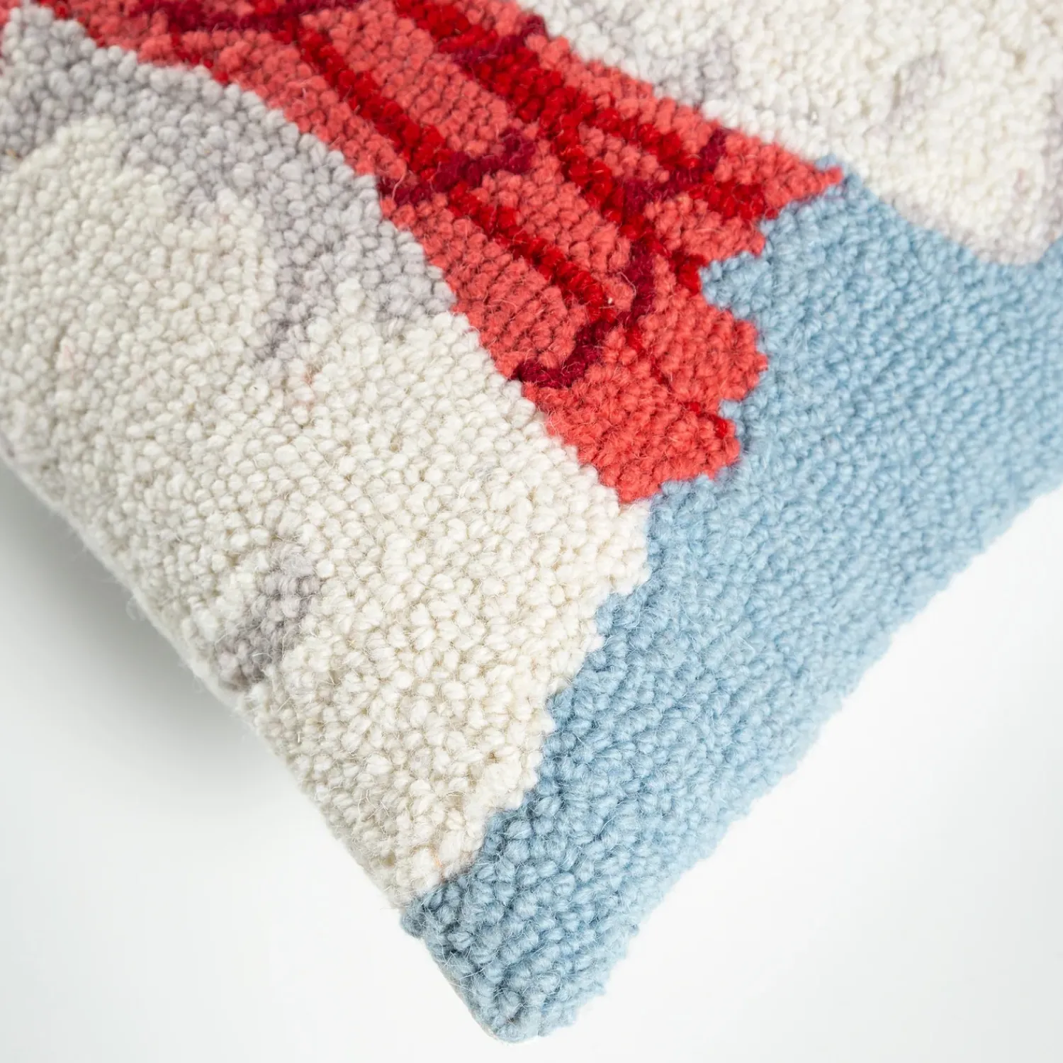 Plow & Hearth Outdoor Throw Pillows|Decorative Pillows>Holiday Poodle with Knit Scarf Hand-Hooked Wool Throw Pillow