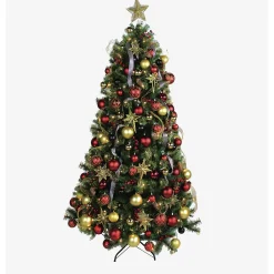 Plow & Hearth Lighted Trees & Garlands|Lighted Accents>Holiday Traditions Complete Christmas Tree Kit with 250 Lights and 140 Decorations, 7½'H