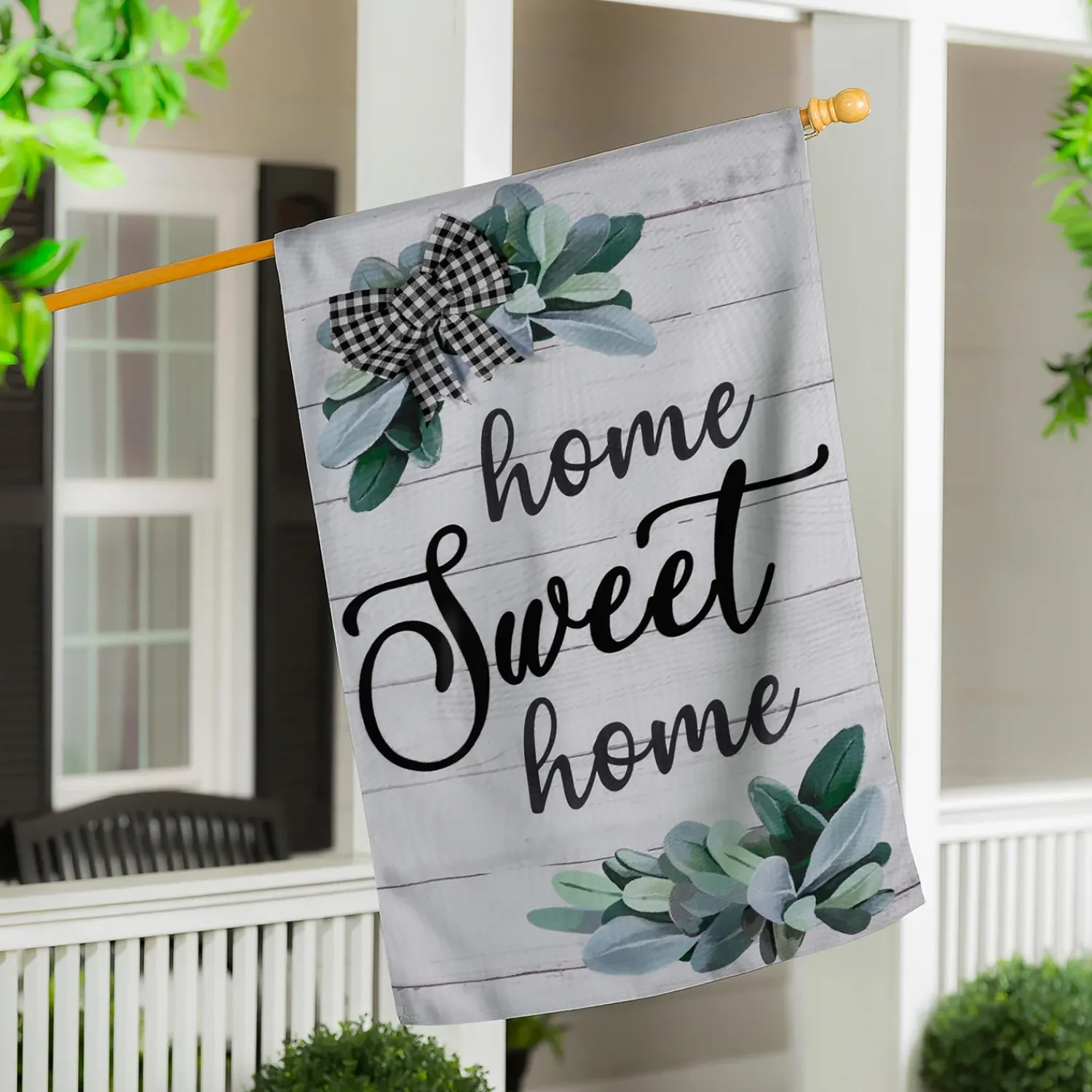Plow & Hearth House & Estate Flags>“Home Sweet Home” Eucalyptus Burlap House Flag
