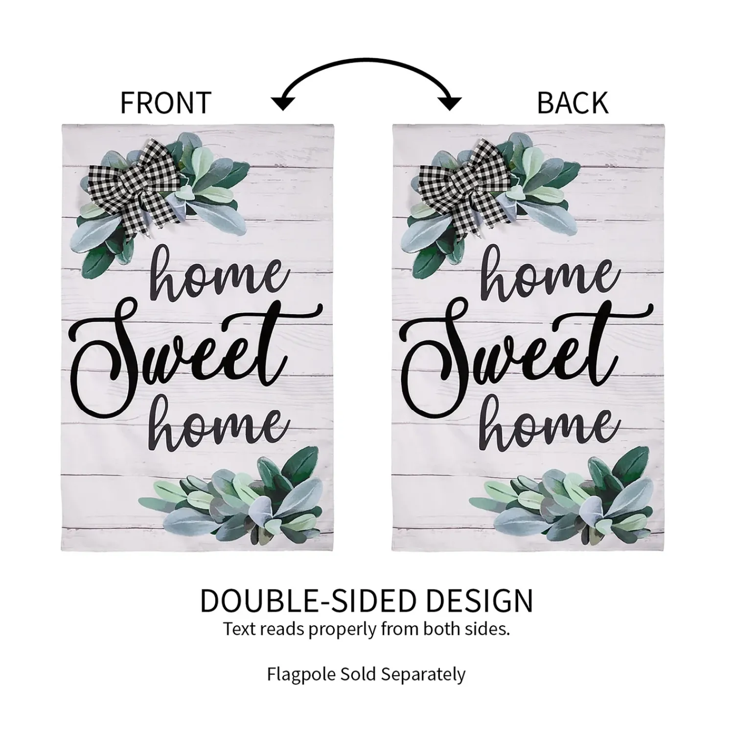 Plow & Hearth House & Estate Flags>“Home Sweet Home” Eucalyptus Burlap House Flag