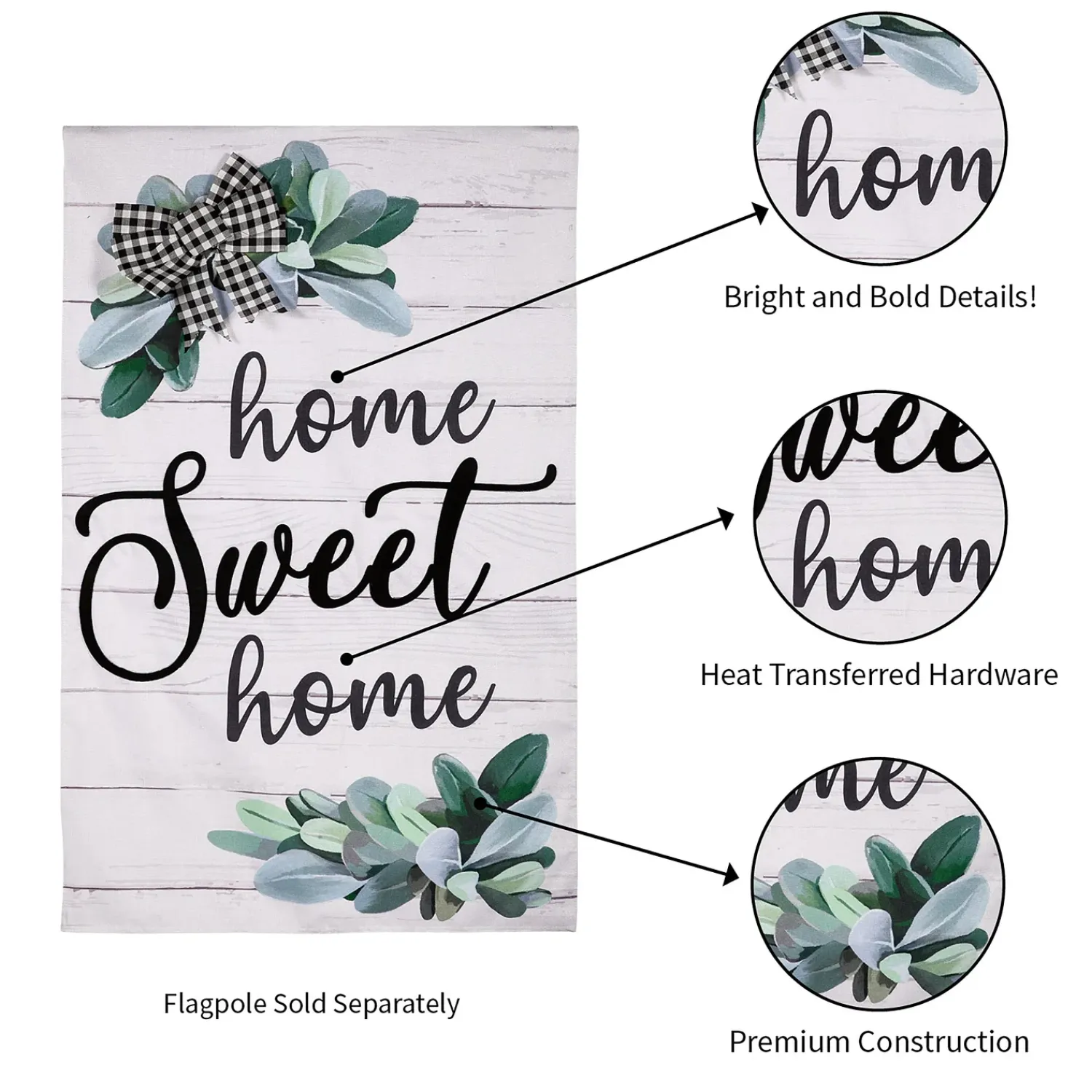 Plow & Hearth House & Estate Flags>“Home Sweet Home” Eucalyptus Burlap House Flag